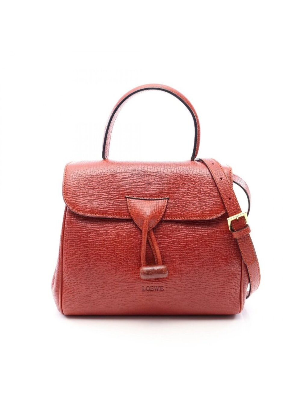 Loewe Handbag 2-Way Red Brown Leather